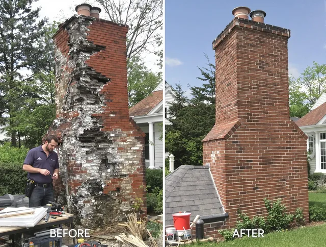 Hamden Chimney Sweep performing a full chimney restoration in Hamden, CT