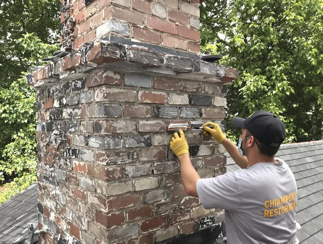 In-progress chimney restoration by Hamden Chimney Sweep in Hamden, CT