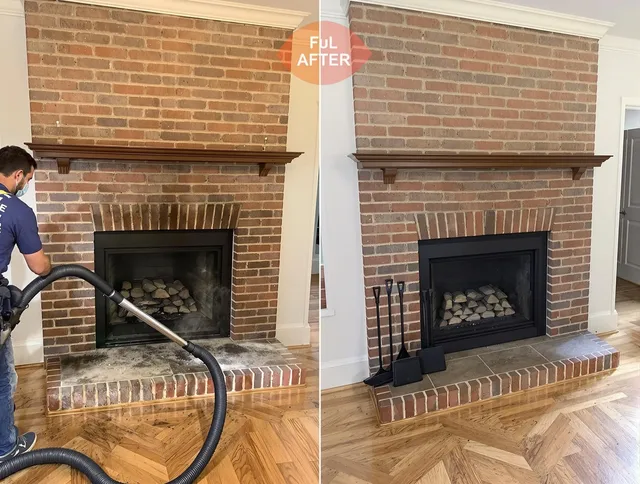 Hamden Chimney Sweep carefully sanitizing a fireplace in Hamden, CT