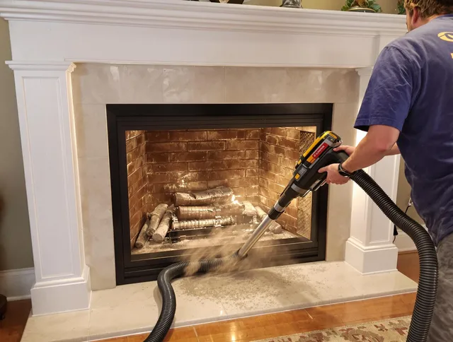 Fireplace cleaning performed by Hamden Chimney Sweep in Hamden, CT