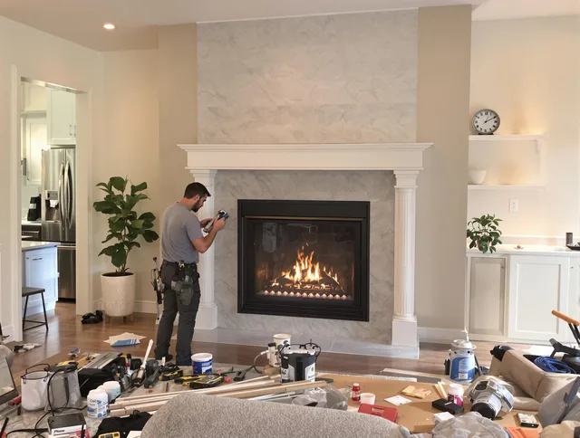 Newly installed fireplace by Hamden Chimney Sweep in Hamden, CT